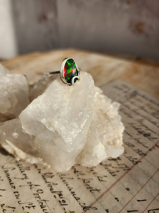 Black Opal Snake Ring