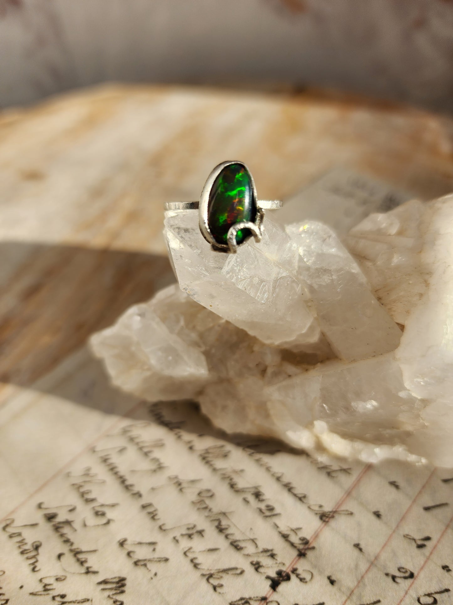 Black Opal Snake Ring