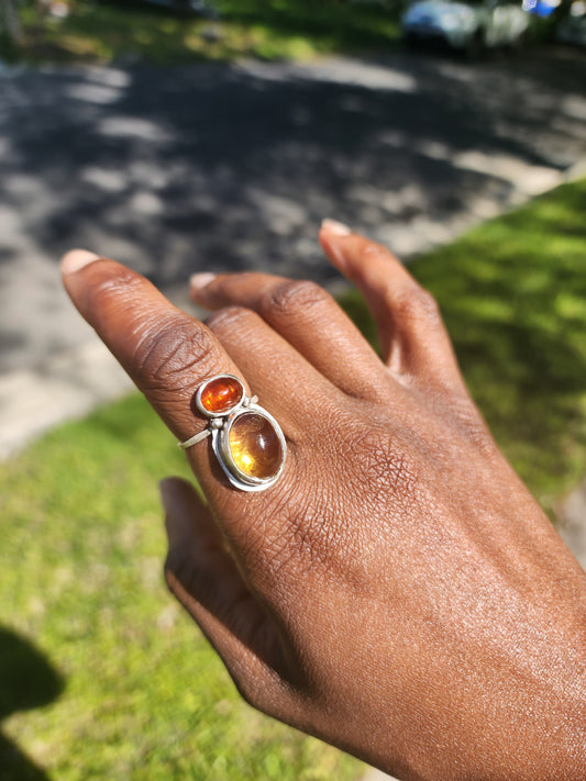 Orange Kyanite and Citrine Ring Size 8