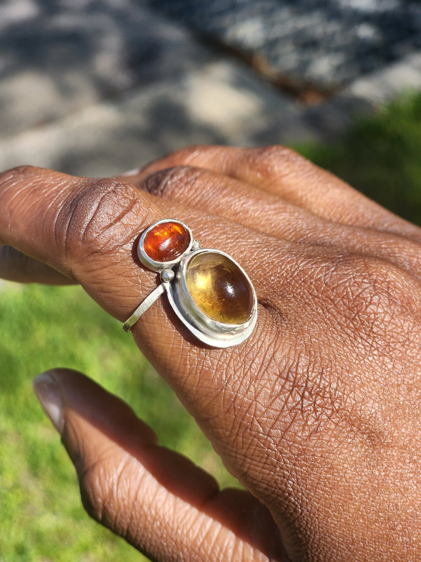 Orange Kyanite and Citrine Statement Ring