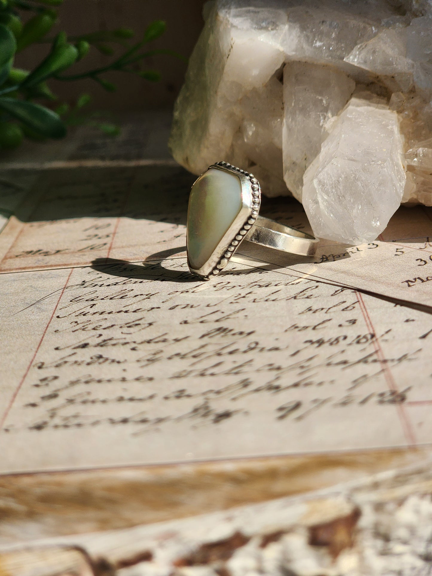 Mother of Pearl Coffin Ring