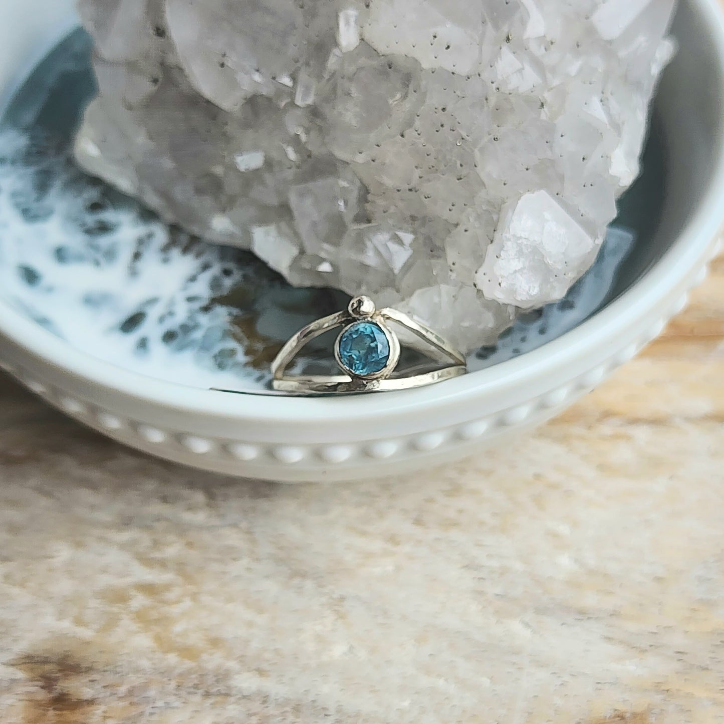 Faceted Fluorite Ring Size 8