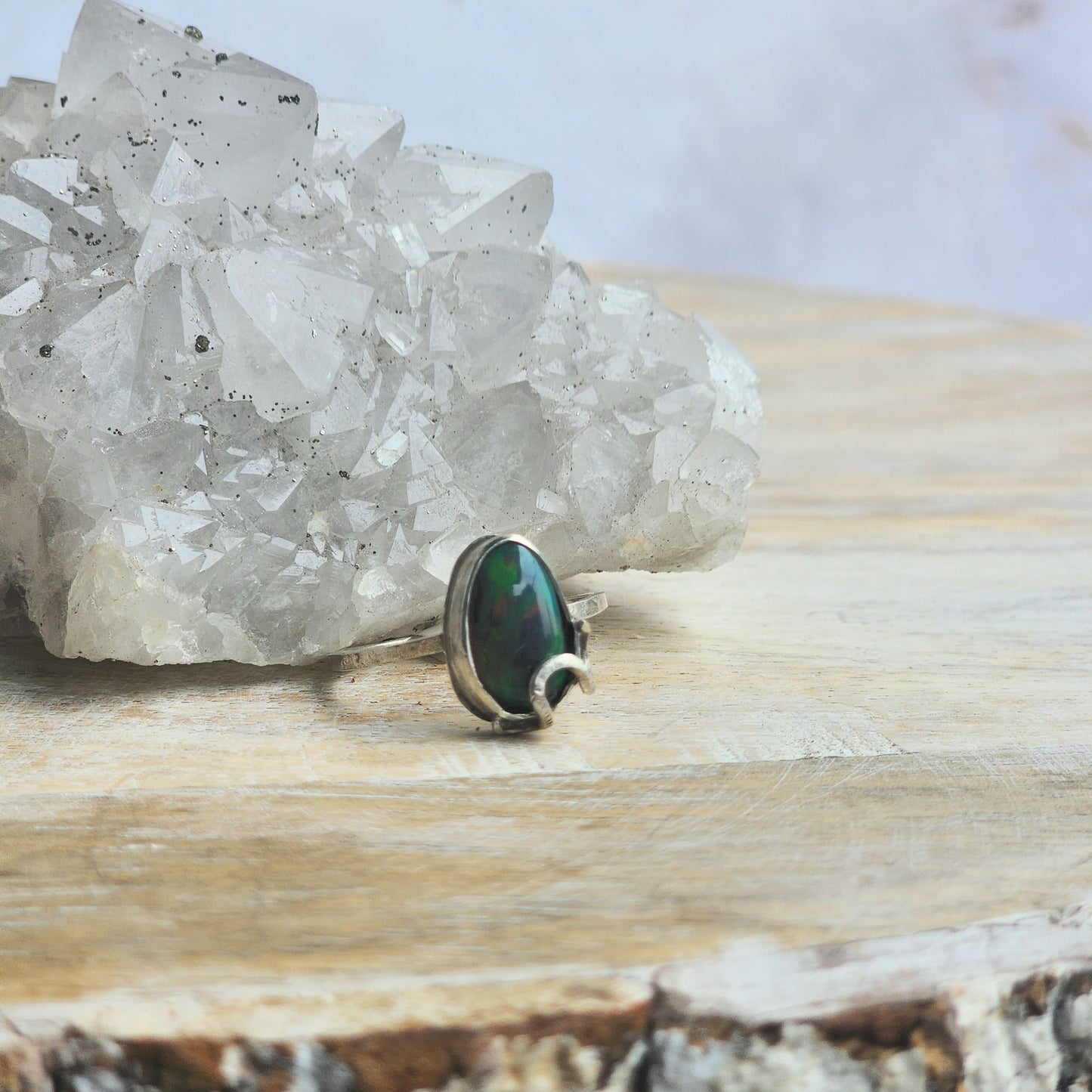 Black Opal Snake Ring