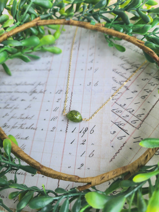 Peridot Necklace on Gold-Filled Chain