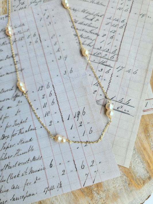 Double Pearl Beaded Chain with Gold Filled Chain