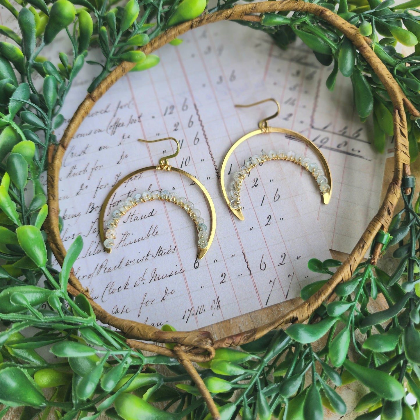 Aquamarine Crescent Moon Earrings