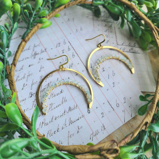 Aquamarine Crescent Moon Earrings