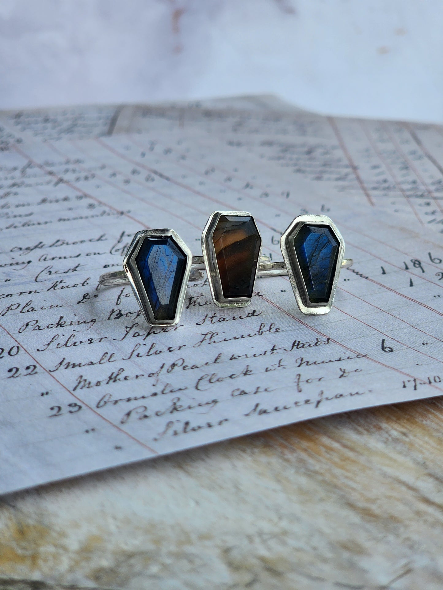 Labradorite Coffin Ring Size 9