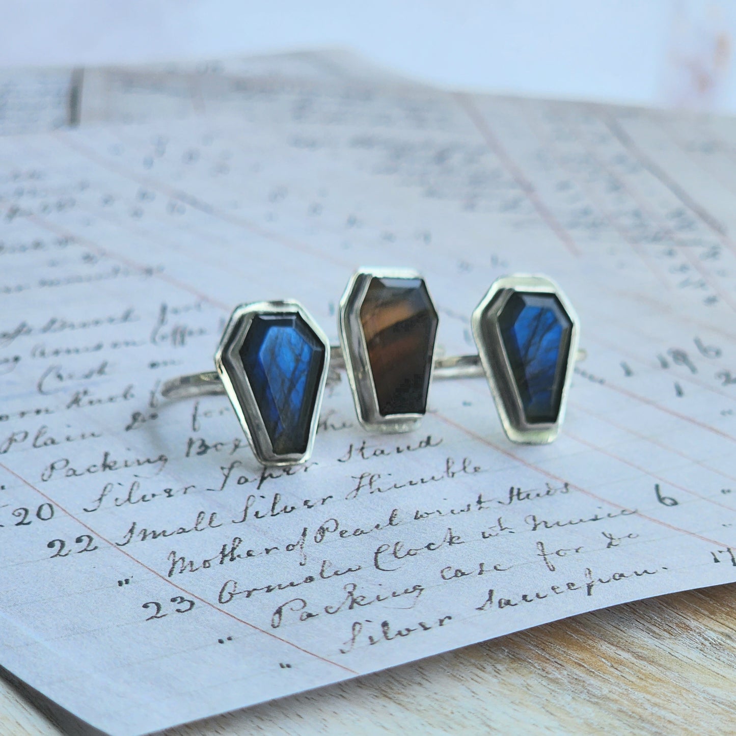 Botswana Agate Coffin Ring Size 8.5