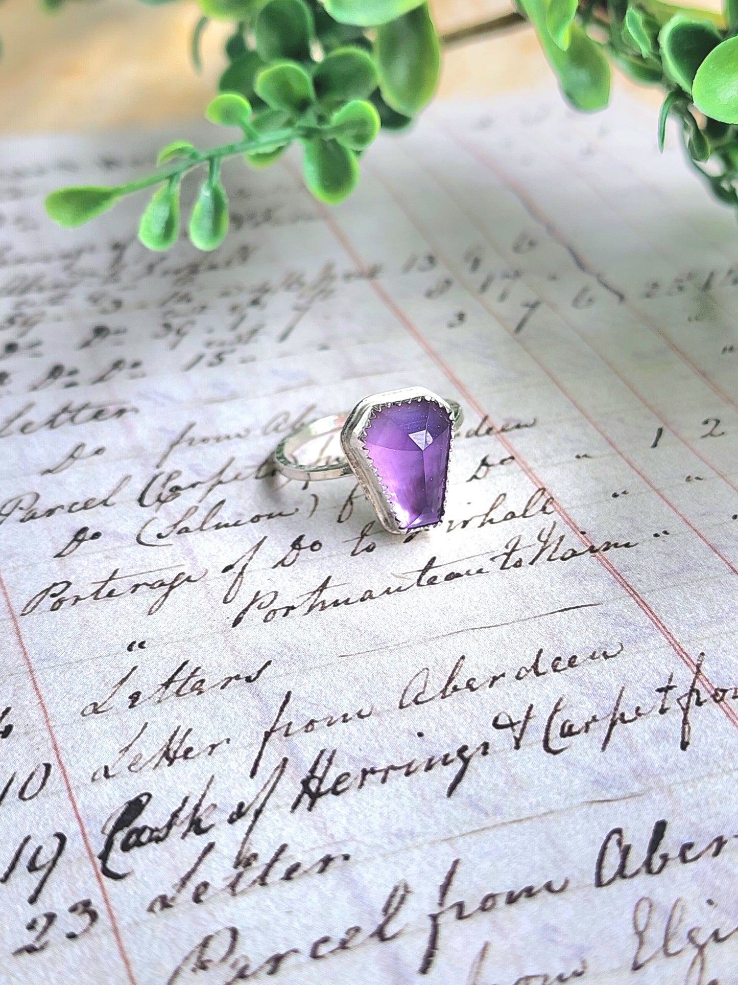 Amethyst Coffin Ring ~ Size 7.5