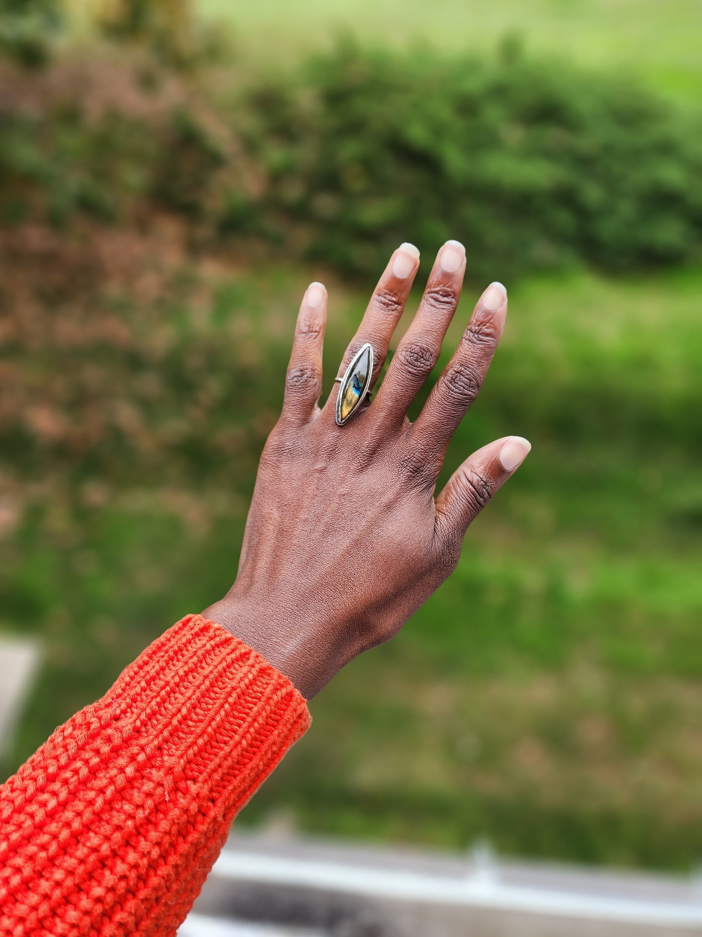 Labradorite Spear Ring ~ Size 7