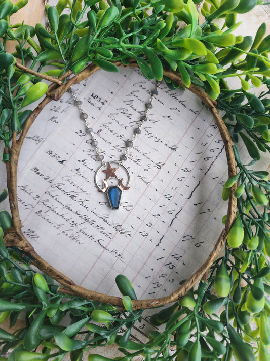Labradorite Cosmic Coffin Necklace