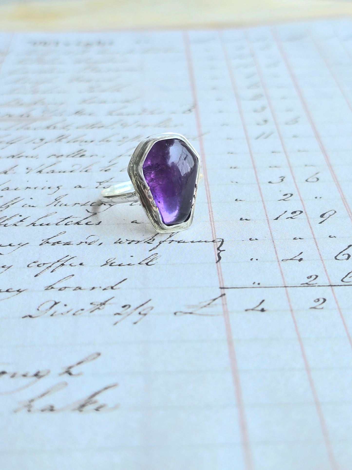 Amethyst Coffin Ring (Size 8.5)