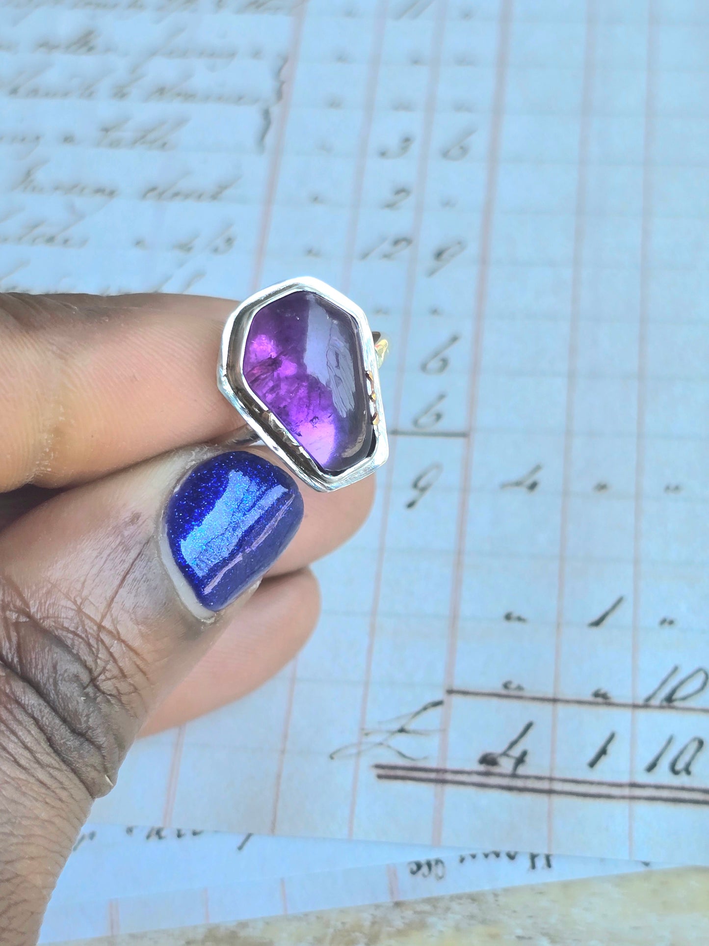 Amethyst Coffin Ring (Size 8.5)