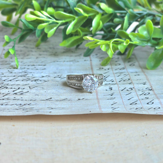 Vintage Sterling Silver Engagement Ring (Size 5)