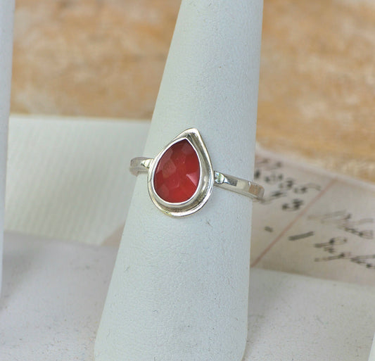 Carnelian Teardrop Ring
