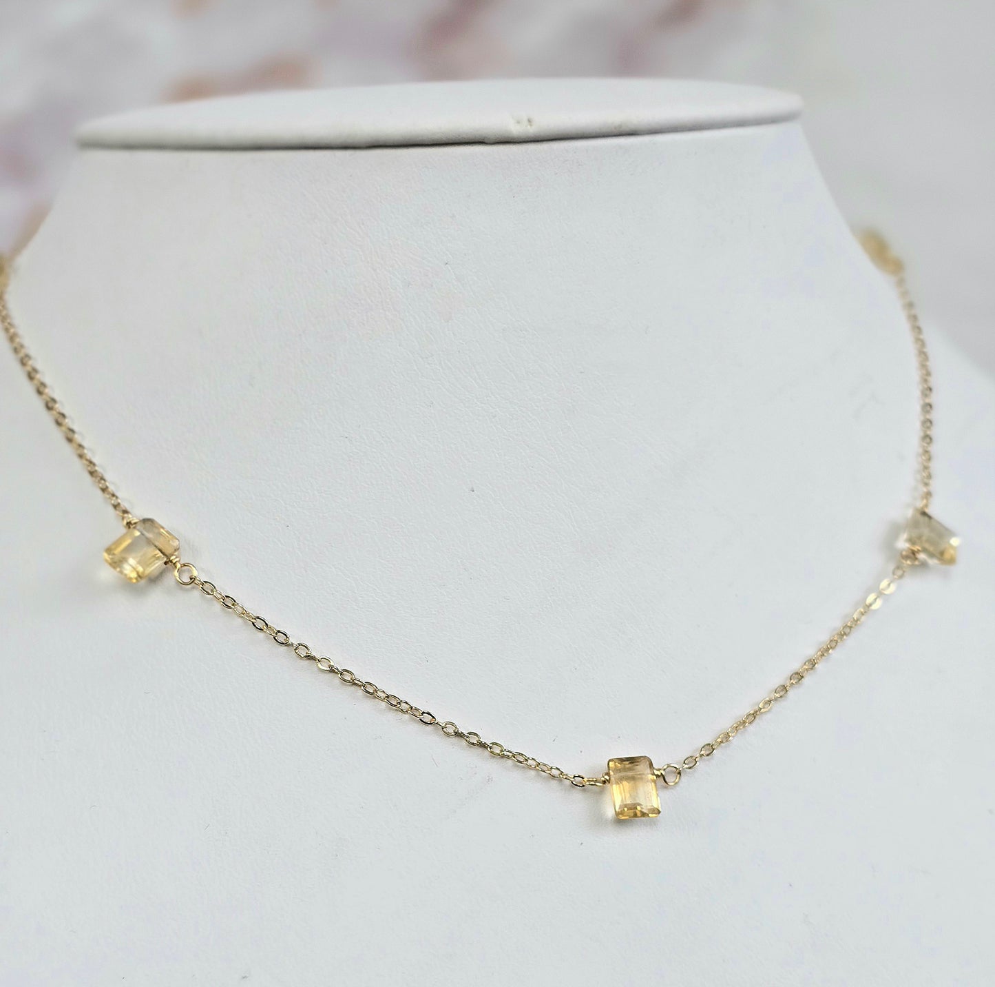 Citrine Beaded Chain Necklace