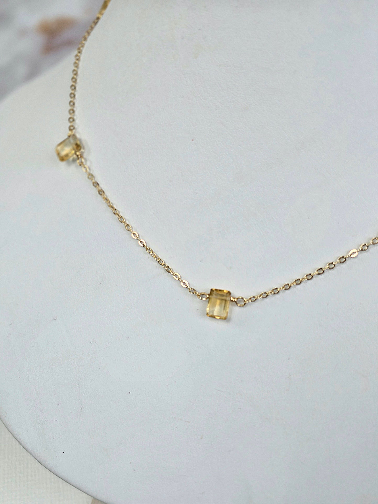 Citrine Beaded Chain Necklace