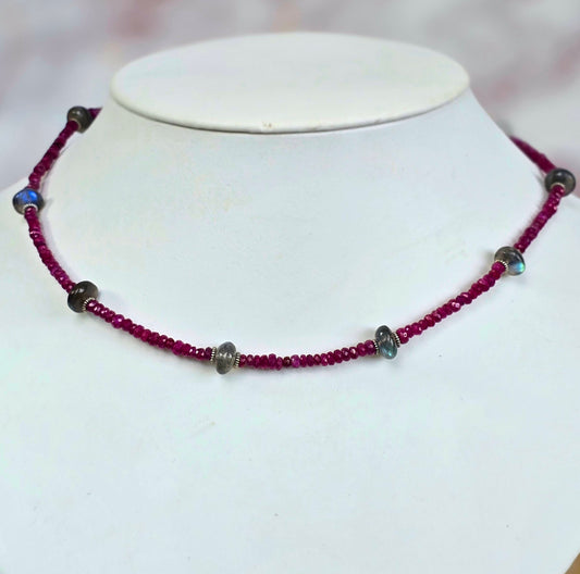 Garnet and Labradorite Beaded Necklace