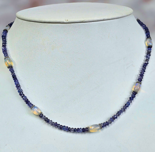 Iolite and Opal Beaded Necklace