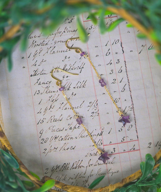 Amethyst Star Drop Earrings