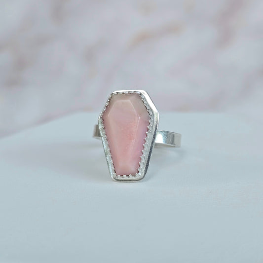 Pink Opal Coffin Ring (Size 8)