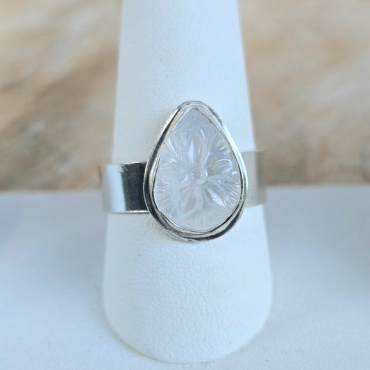 Carved Moonstone Ring (Size 10)