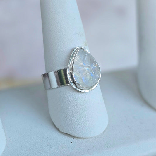 Carved Moonstone Ring (Size 10)