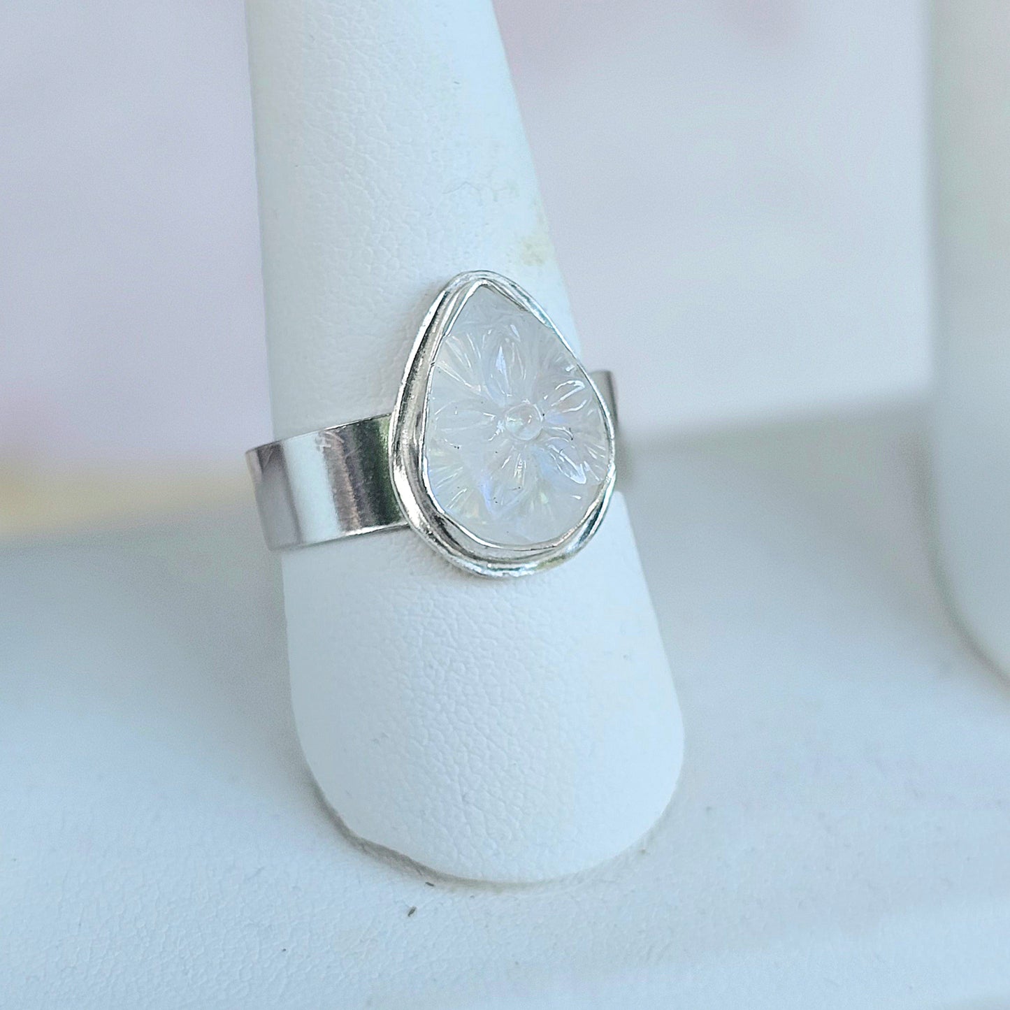 Carved Moonstone Ring (Size 10)