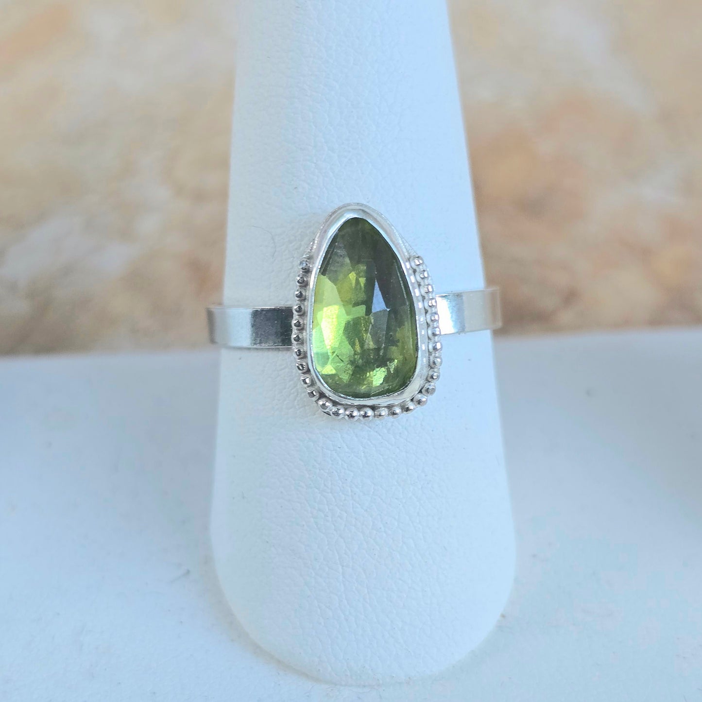 Peridot Drop Ring (Size 10)