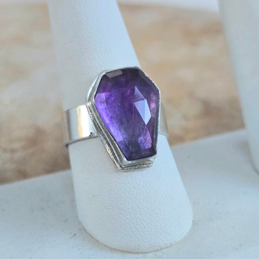 Amethyst Statement Coffin Ring (Size 9.75)