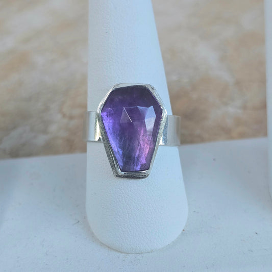 Amethyst Statement Coffin Ring (Size 9.75)