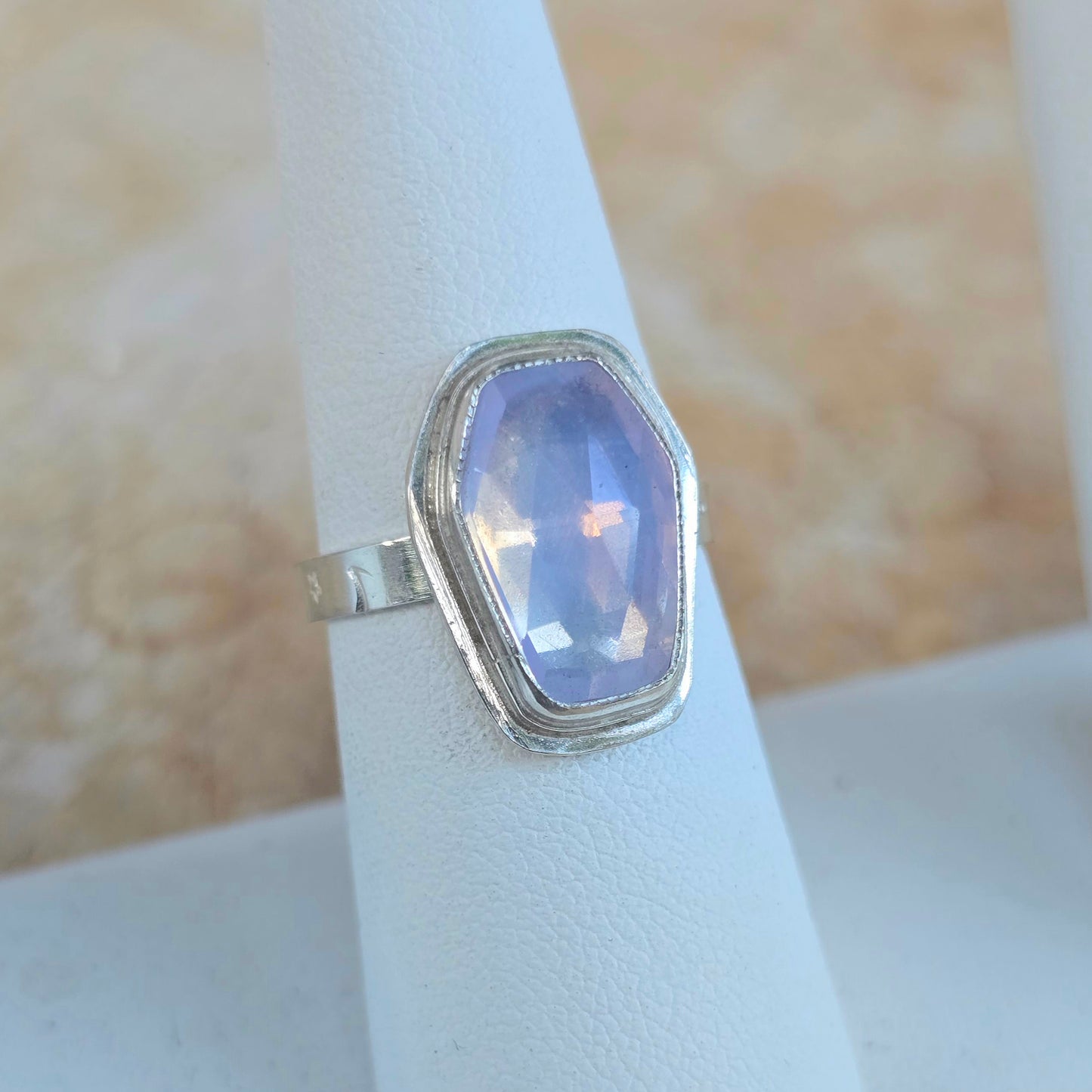 Lavender Quartz Coffin Ring (Size 7.75)