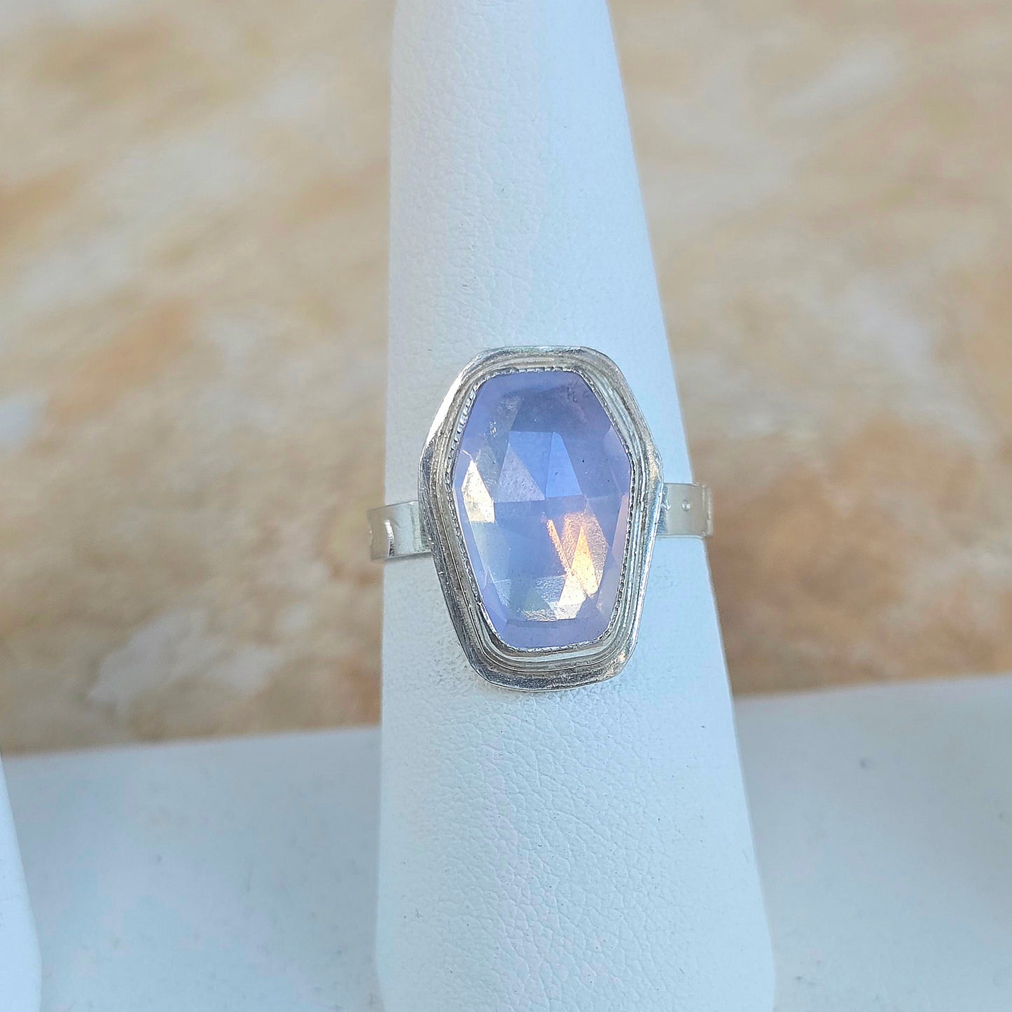 Lavender Quartz Coffin Ring (Size 7.75)
