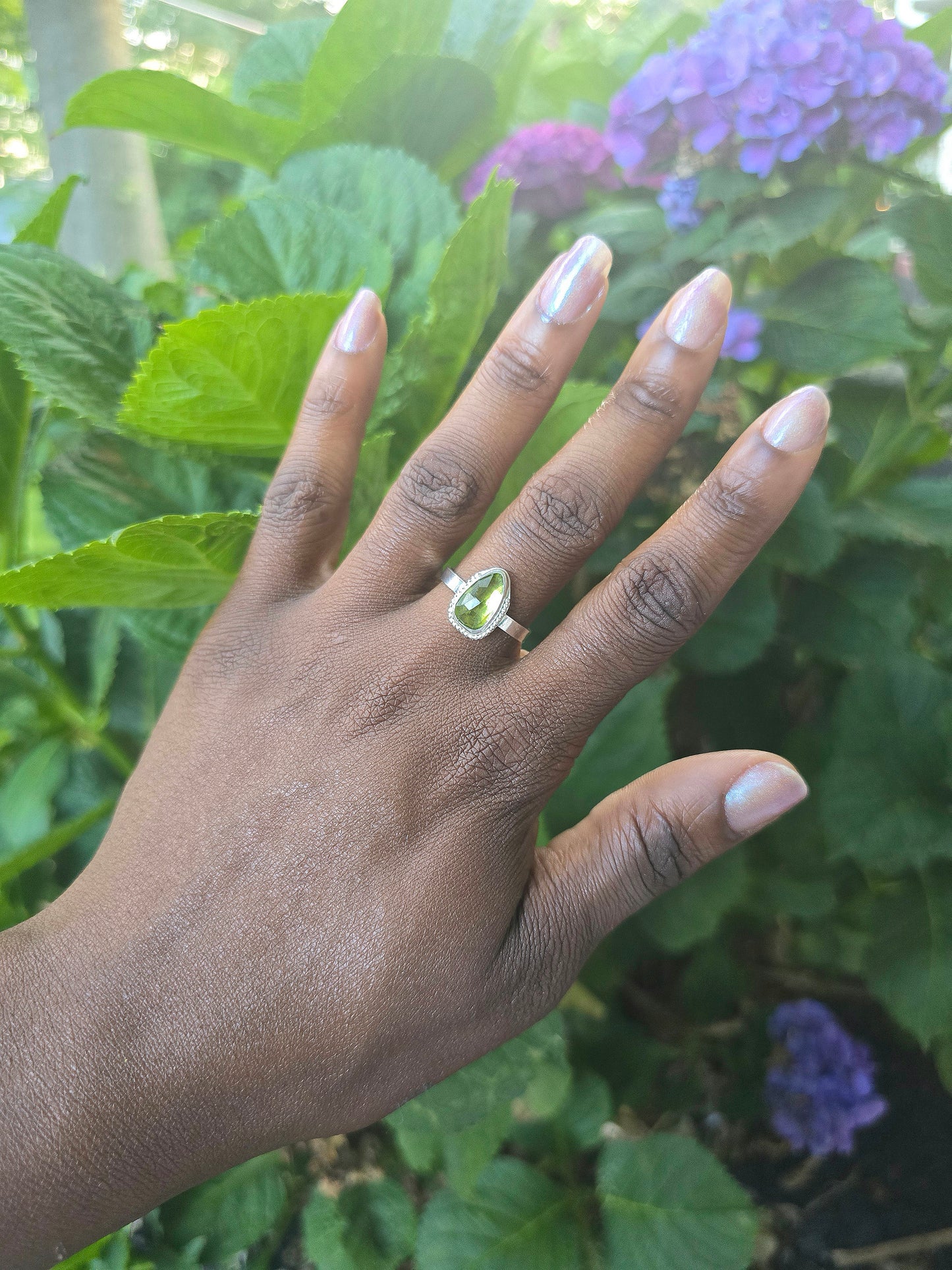 Peridot Drop Ring (Size 10)
