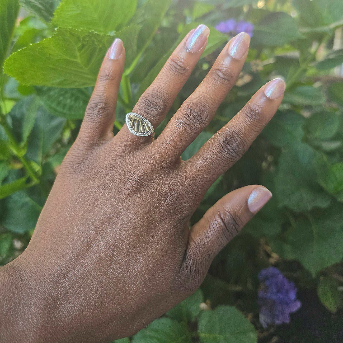 Fossilized Ammonite Ring (Size 8.5)
