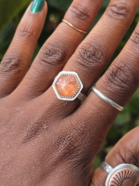Confetti Sunstone Ring Size 8.5