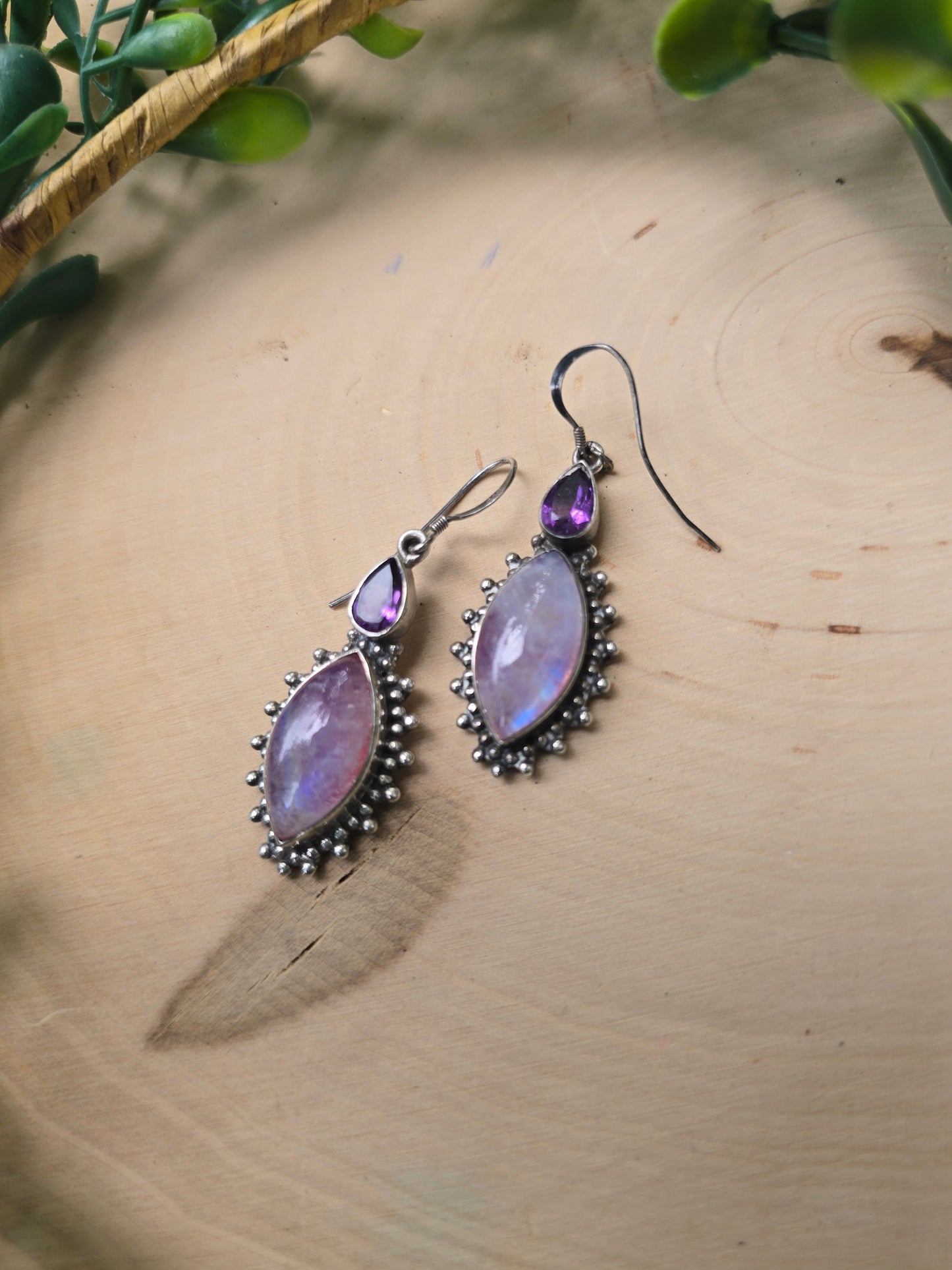 Vintage Amethyst and Moonstone Earrings