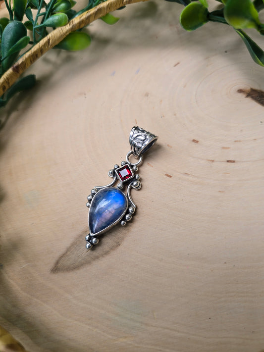Moonstone and Garnet Pendant