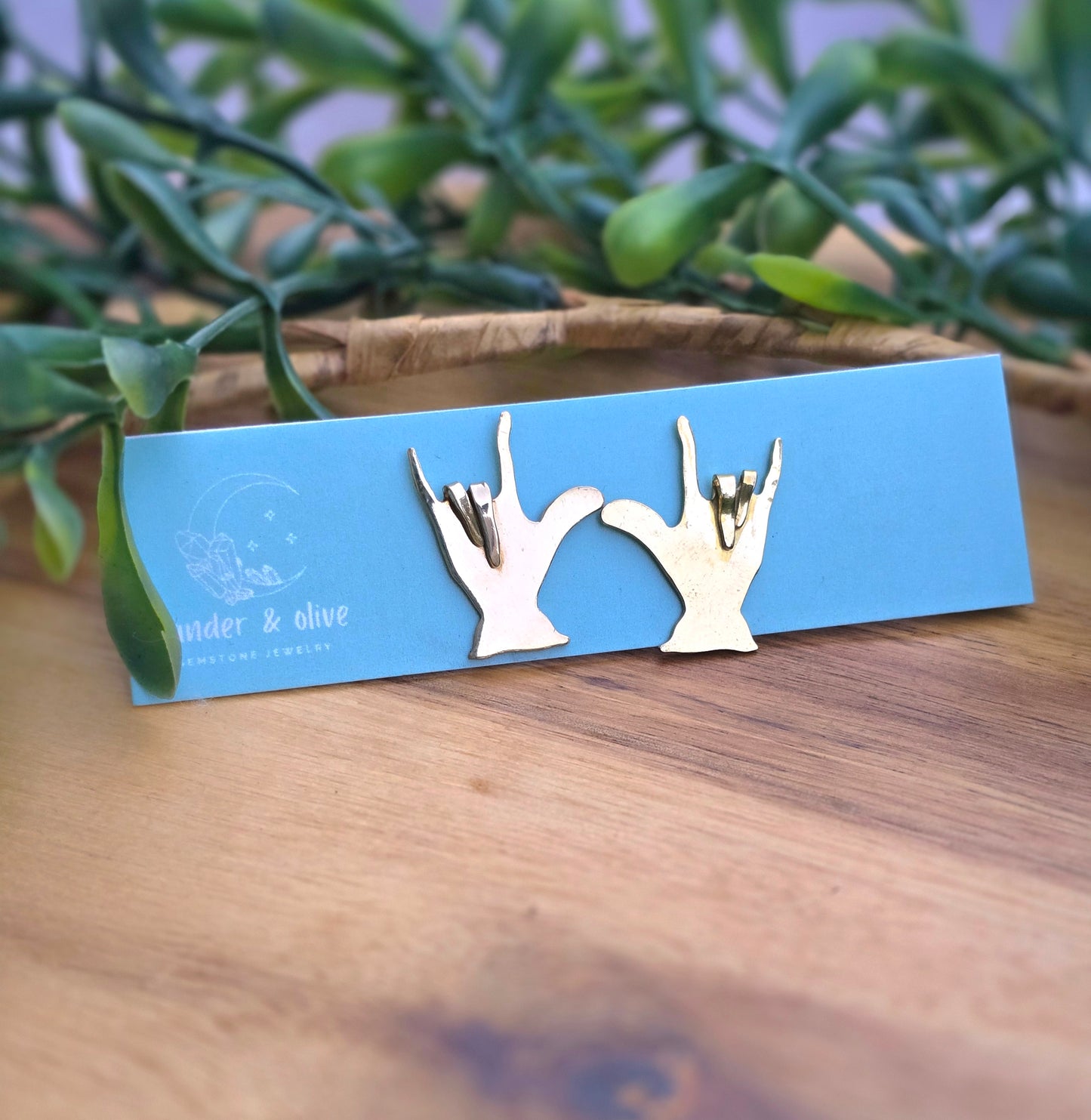 Brass Hand Stud Earrings (ILY)