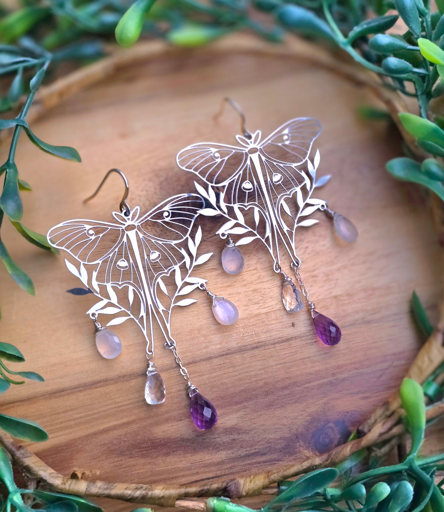 Moth Amethyst Earrings