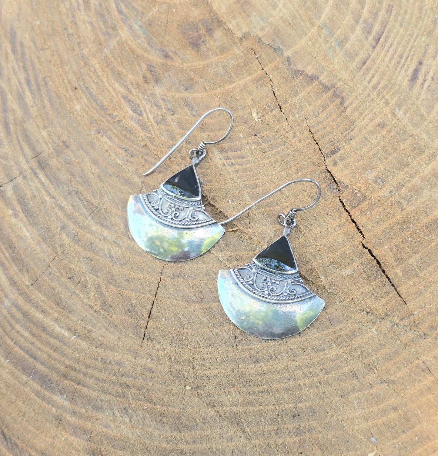 Vintage Sterling Silver Enamel Earrings
