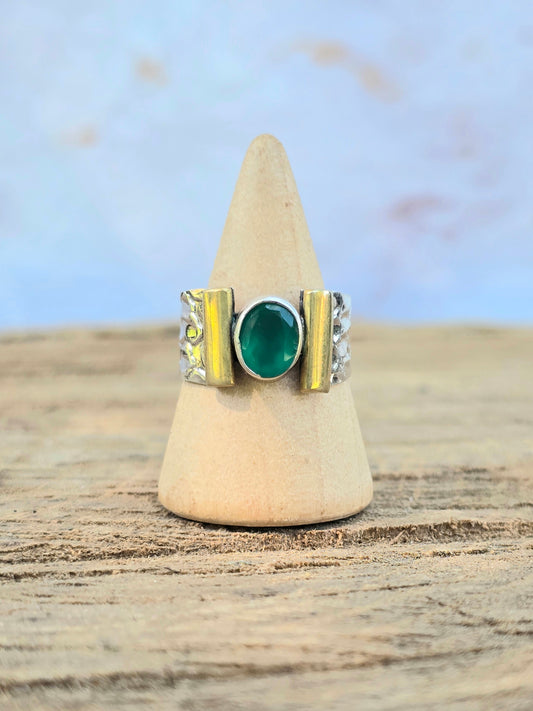 Vintage Green Onyx Ring (Size 6.75)