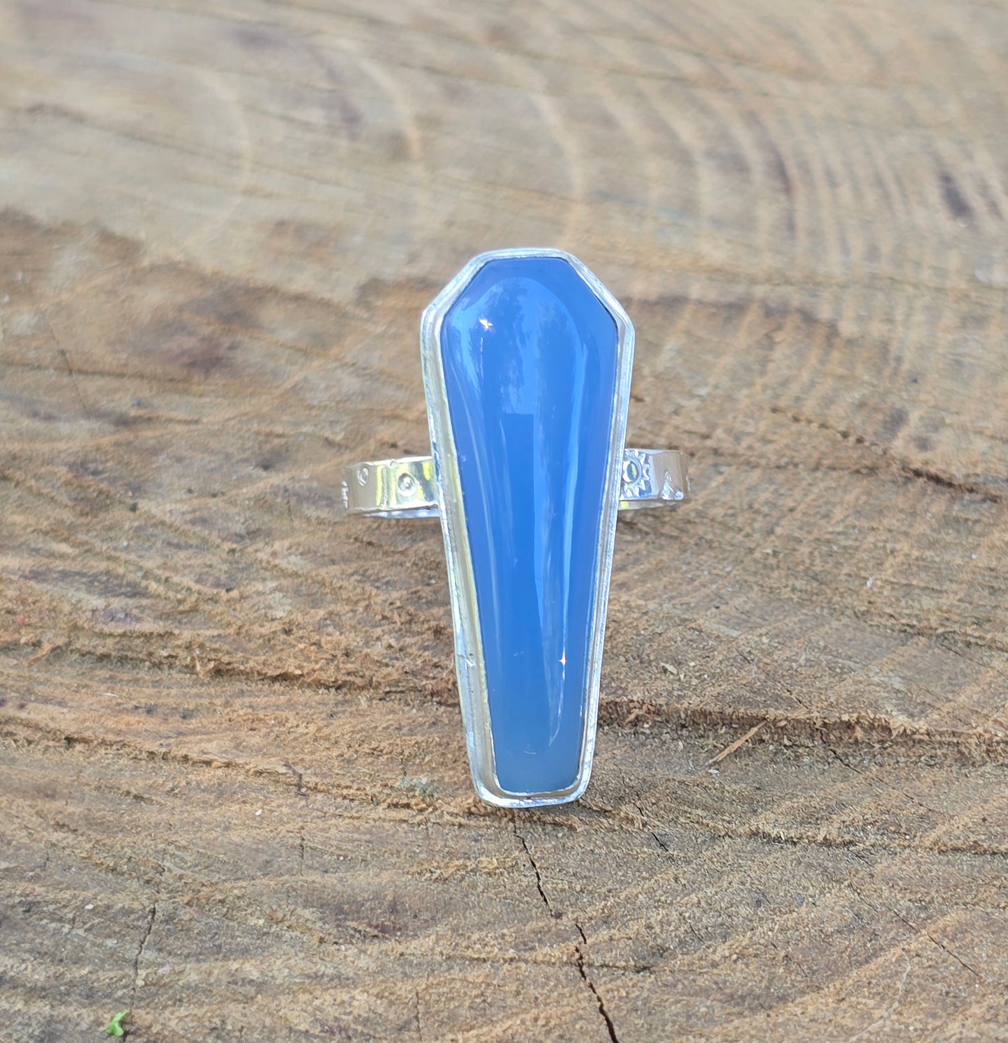 Blue Chalcedony Coffin Ring