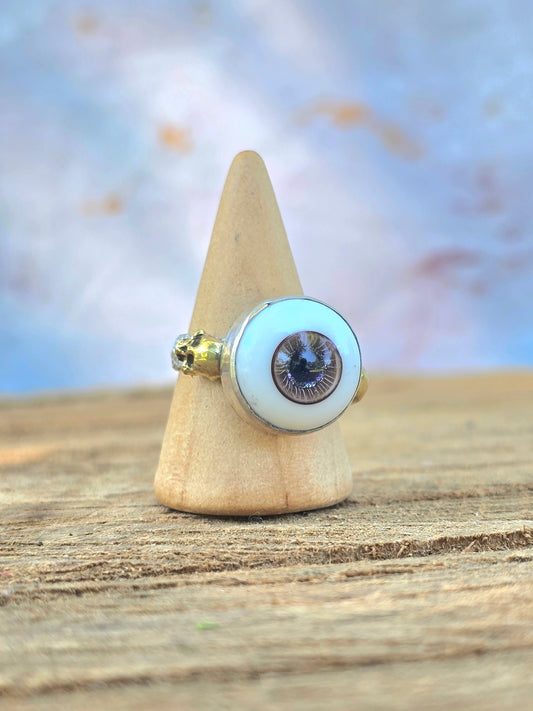 Brown Eye and Skull Ring (Size 8.5)