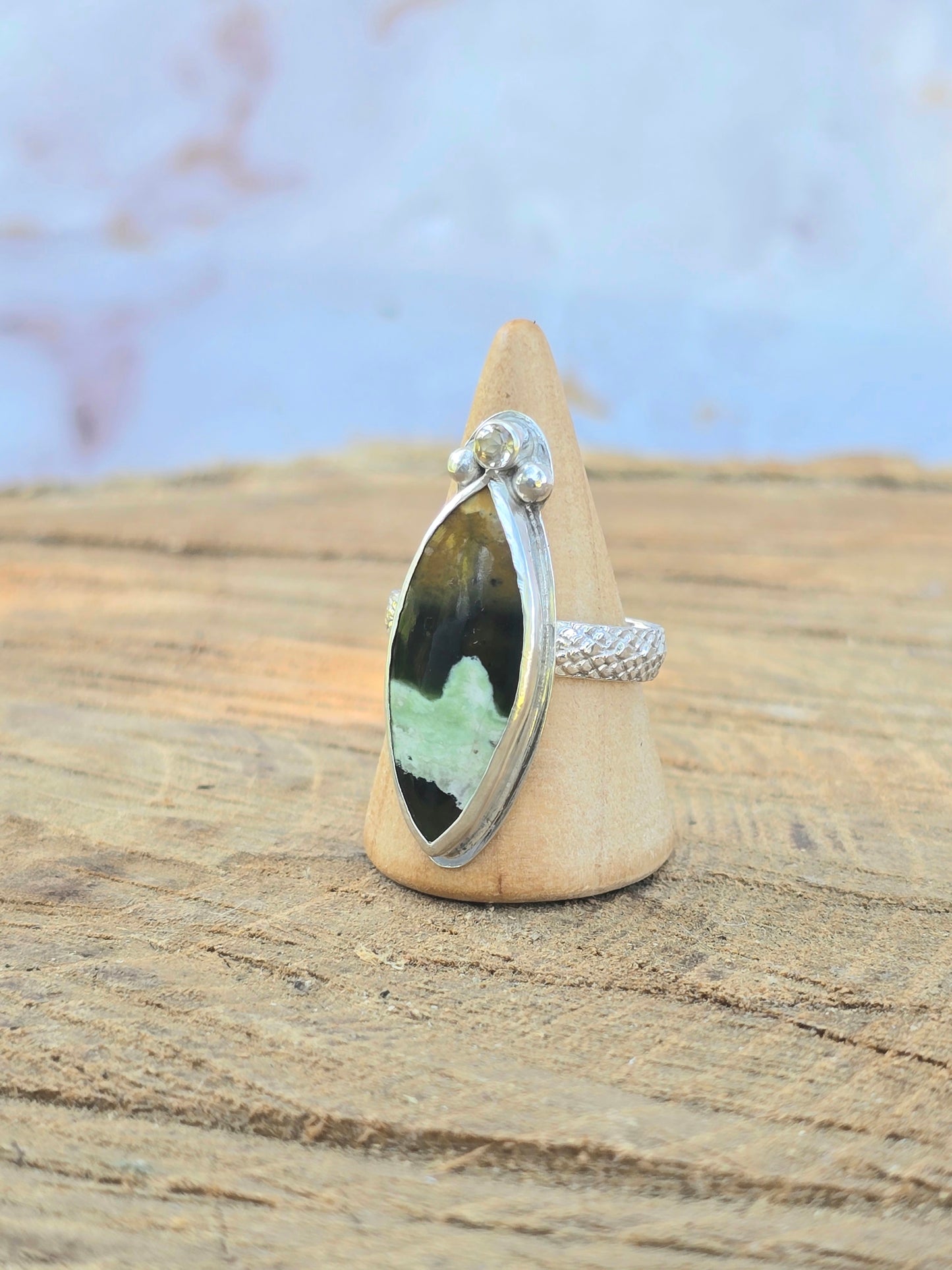 Chrome Chalcedony Marquise and Citrine Ring (Size 8.25)
