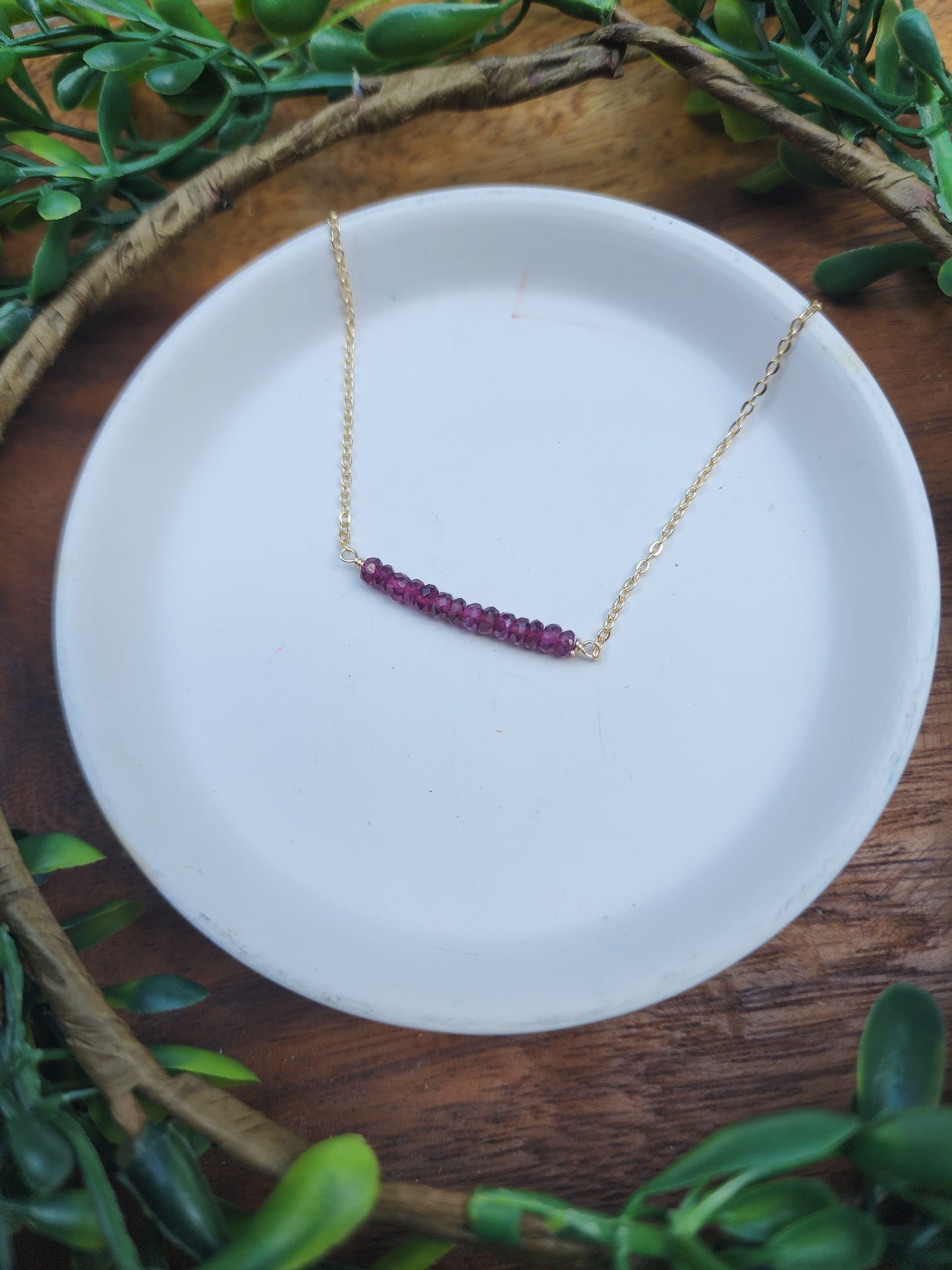 Garnet Bar Necklace