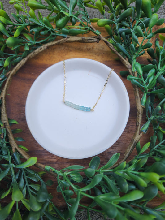 Aquamarine Ombre Bar Necklace