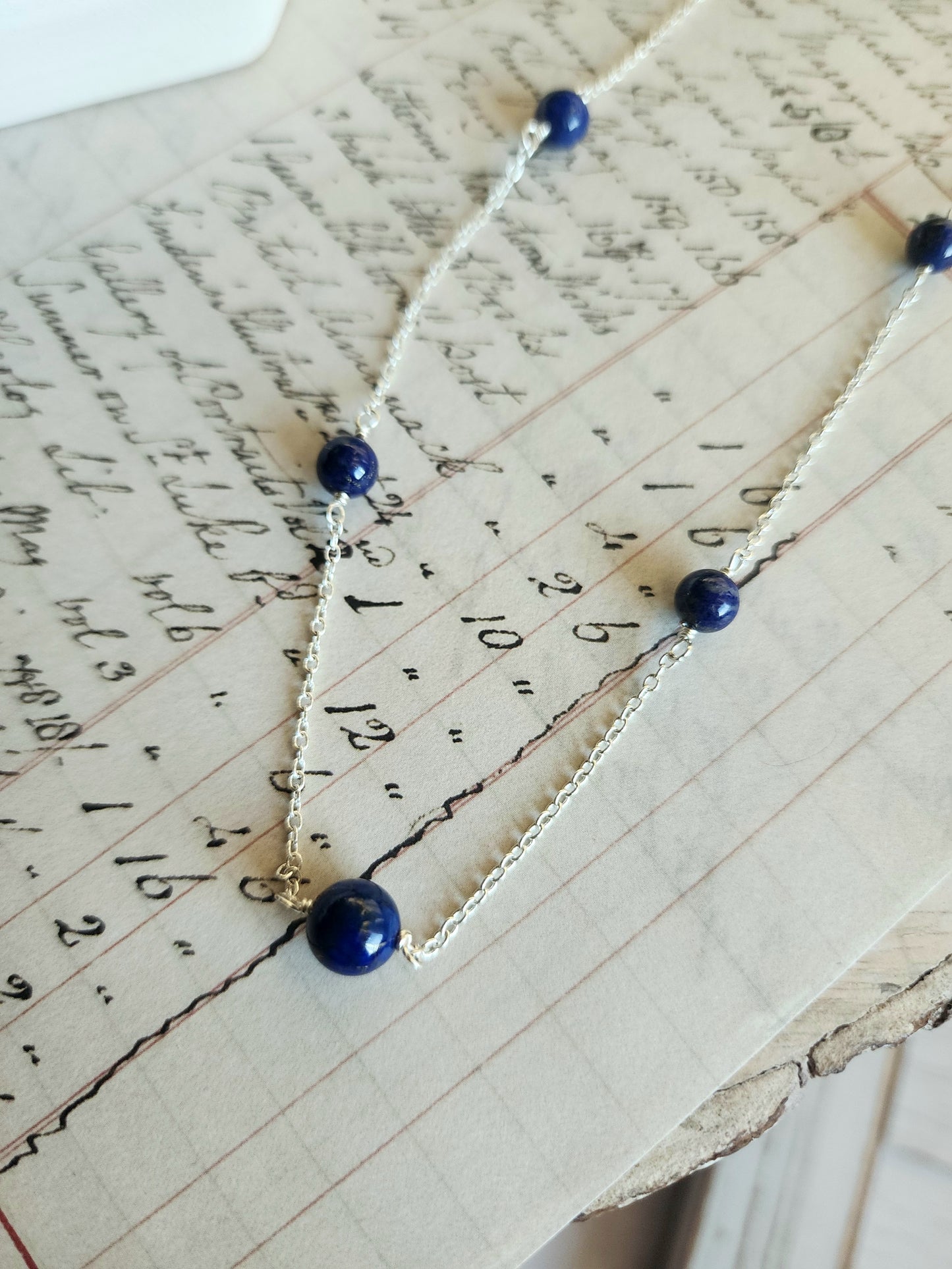 Lapis Lazuli Beaded Chain Necklace