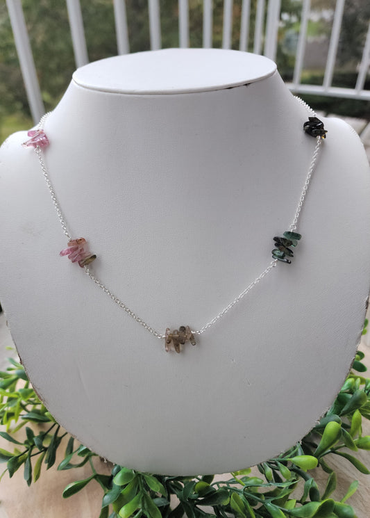 Watermelon Tourmaline Beaded Necklace